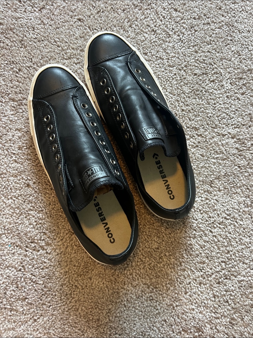 Men's converse Slip-On Leather Sneakers in Black size 13 - Picture 3 of 6